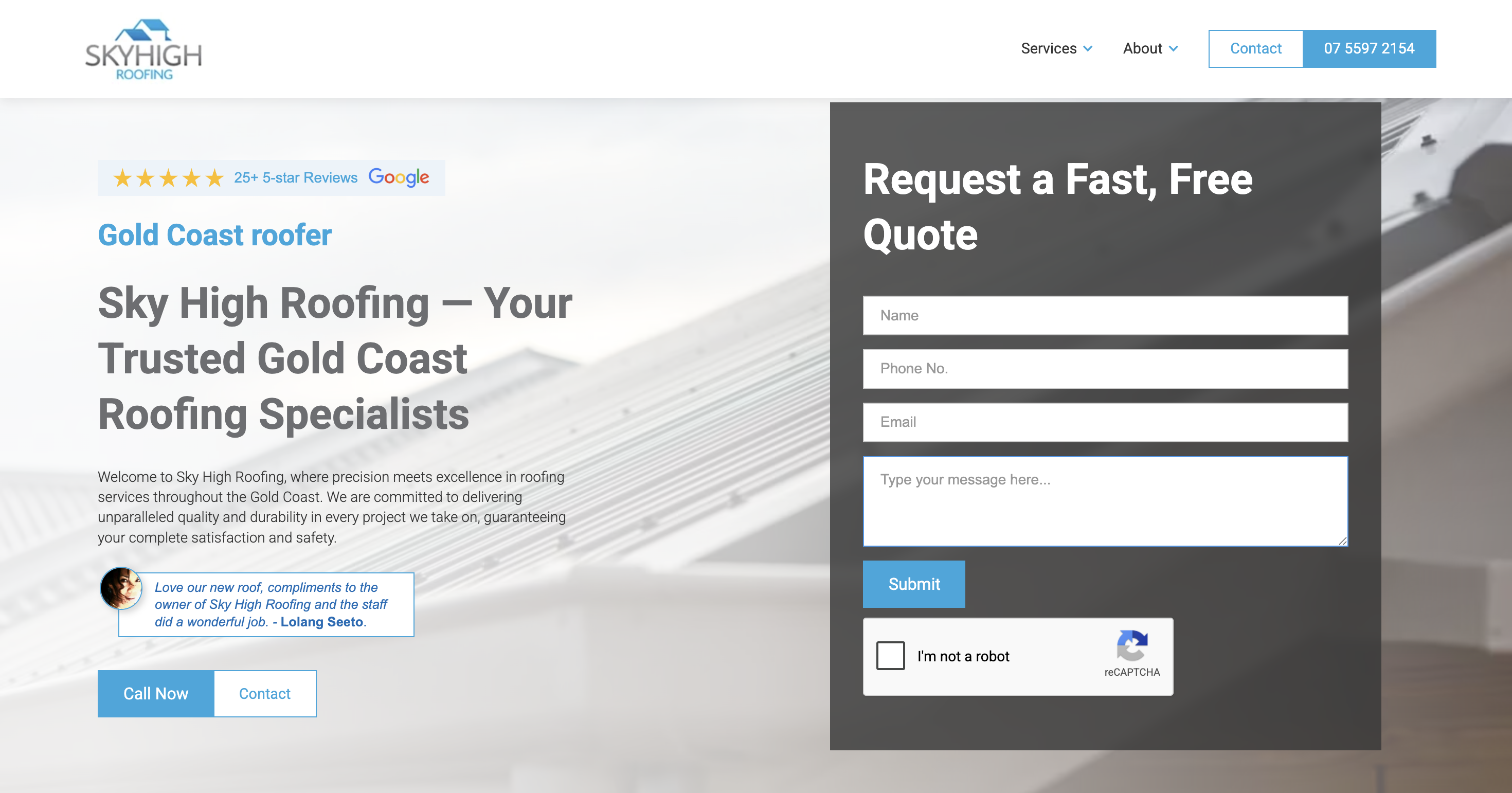 Sky High Roofing Gold Coast form