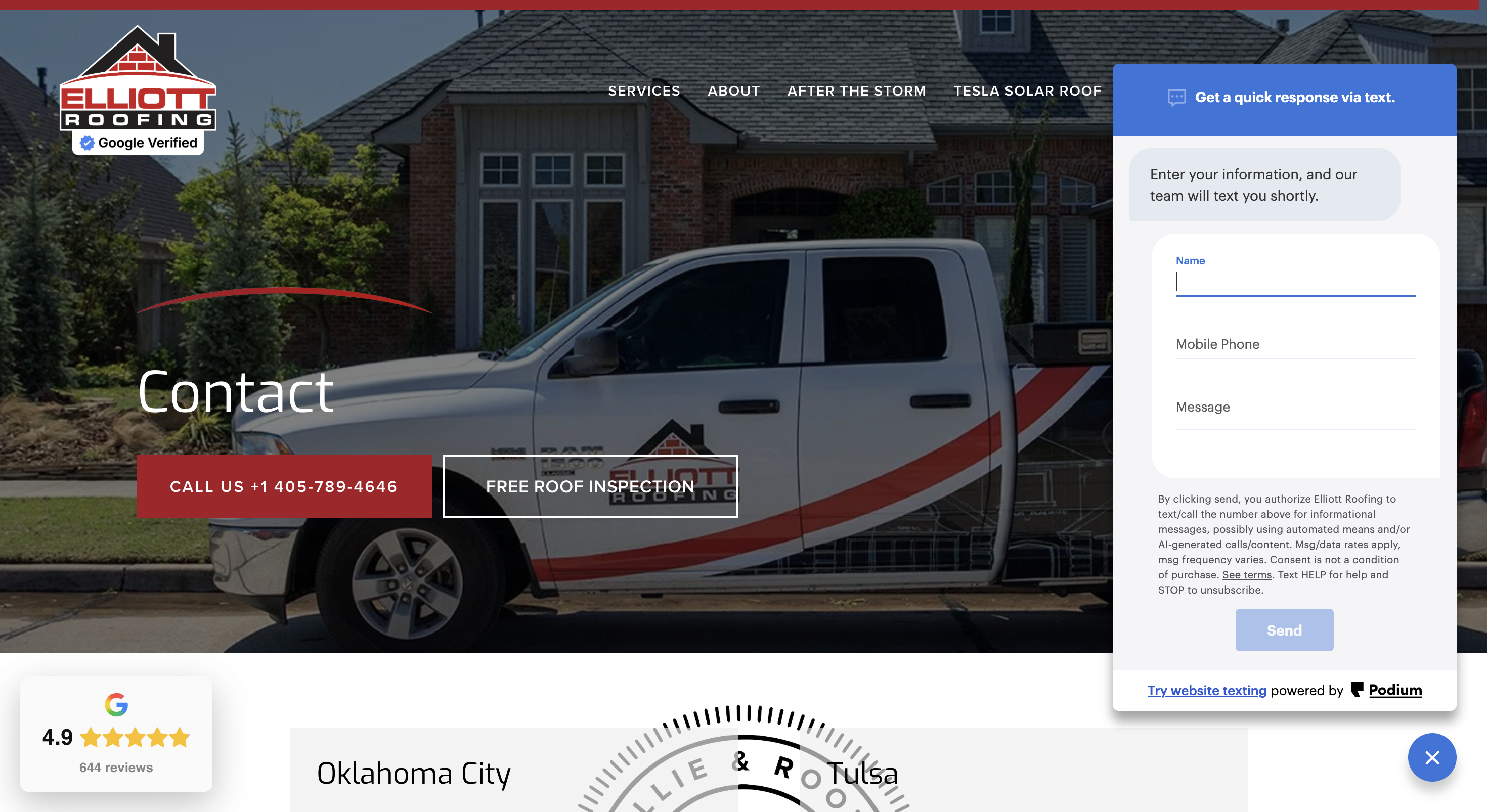 Wildwood Roofing contact form